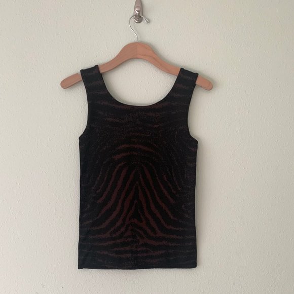 Wolford Bi-Color Velvet Animal Print Tank Top Size L - Picture 2 of 4